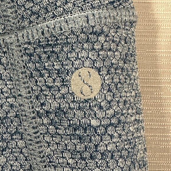 Layer 8 Compression Pants Womens Small Blue Stretch Print Waistband Pocket Run - Picture 3 of 8